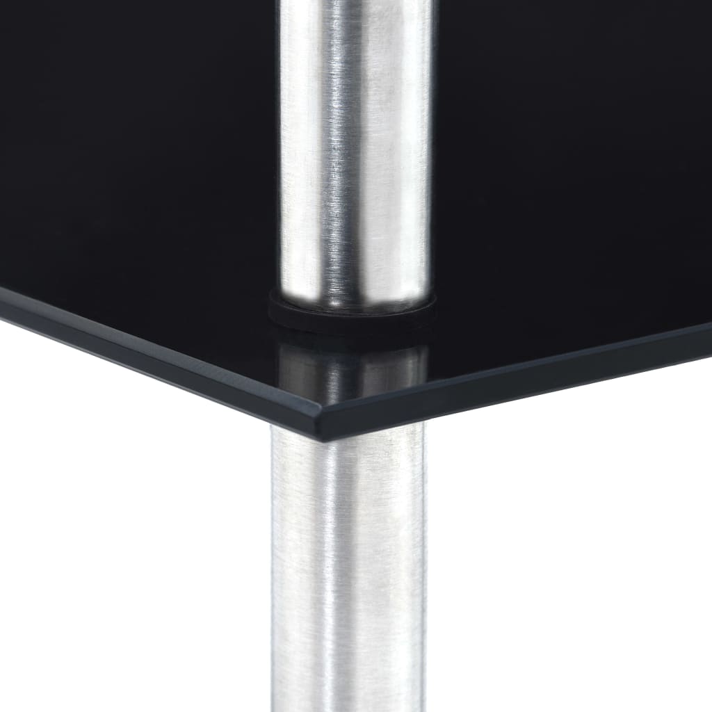 vidaXL 3patrová police černá 30 × 30 × 67 cm tvrzené sklo