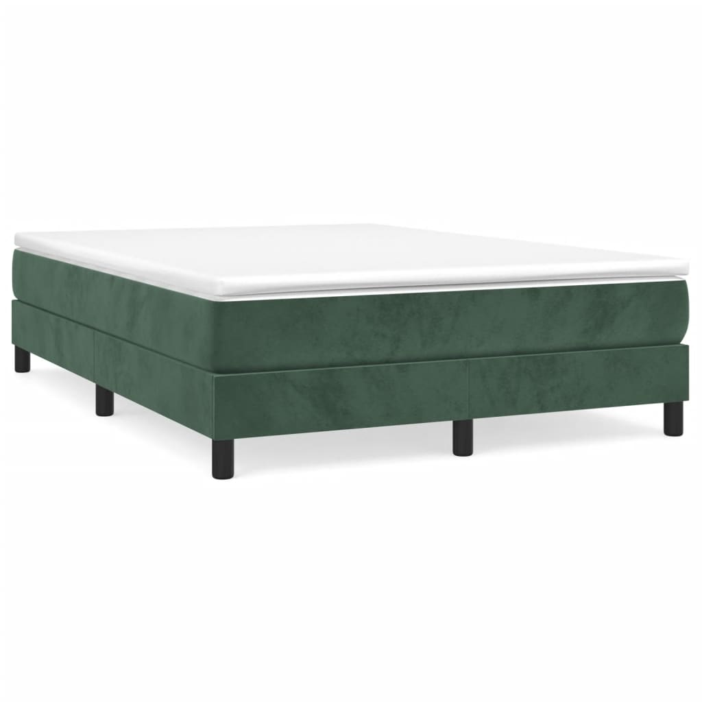 vidaXL Box spring postel tmavě zelená 140 x 190 cm samet