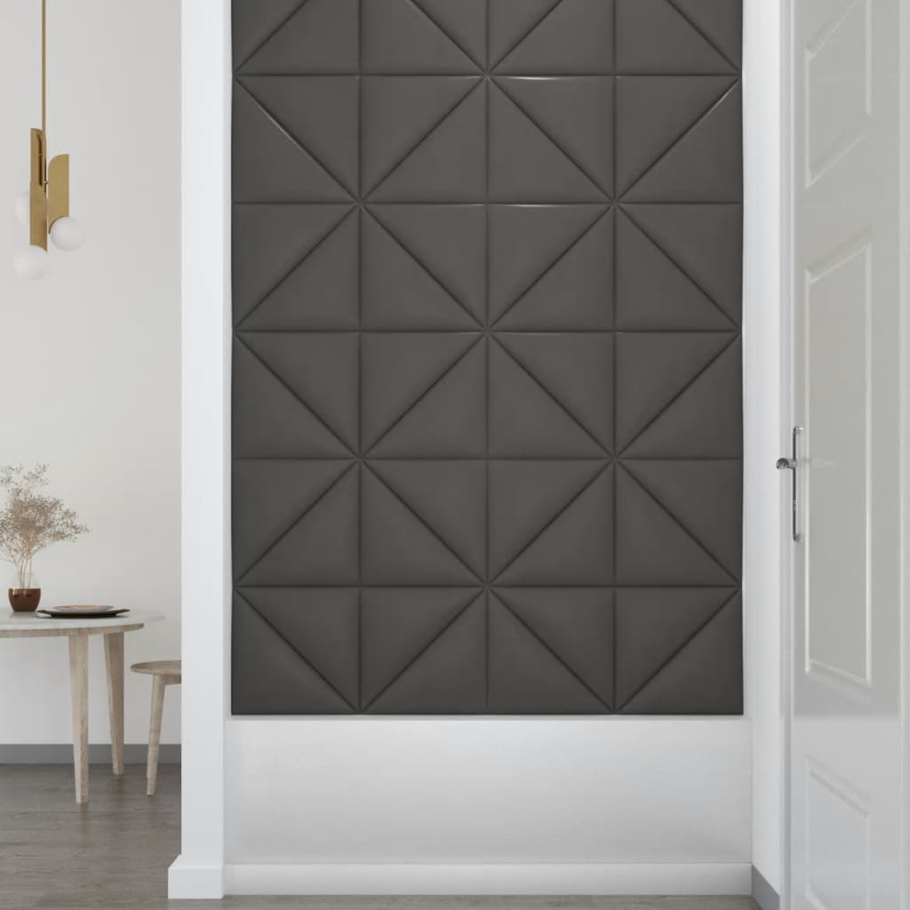 vidaXL Nástěnné panely 12 ks šedé 30 x 30 cm umělá kůže 0,54 m²