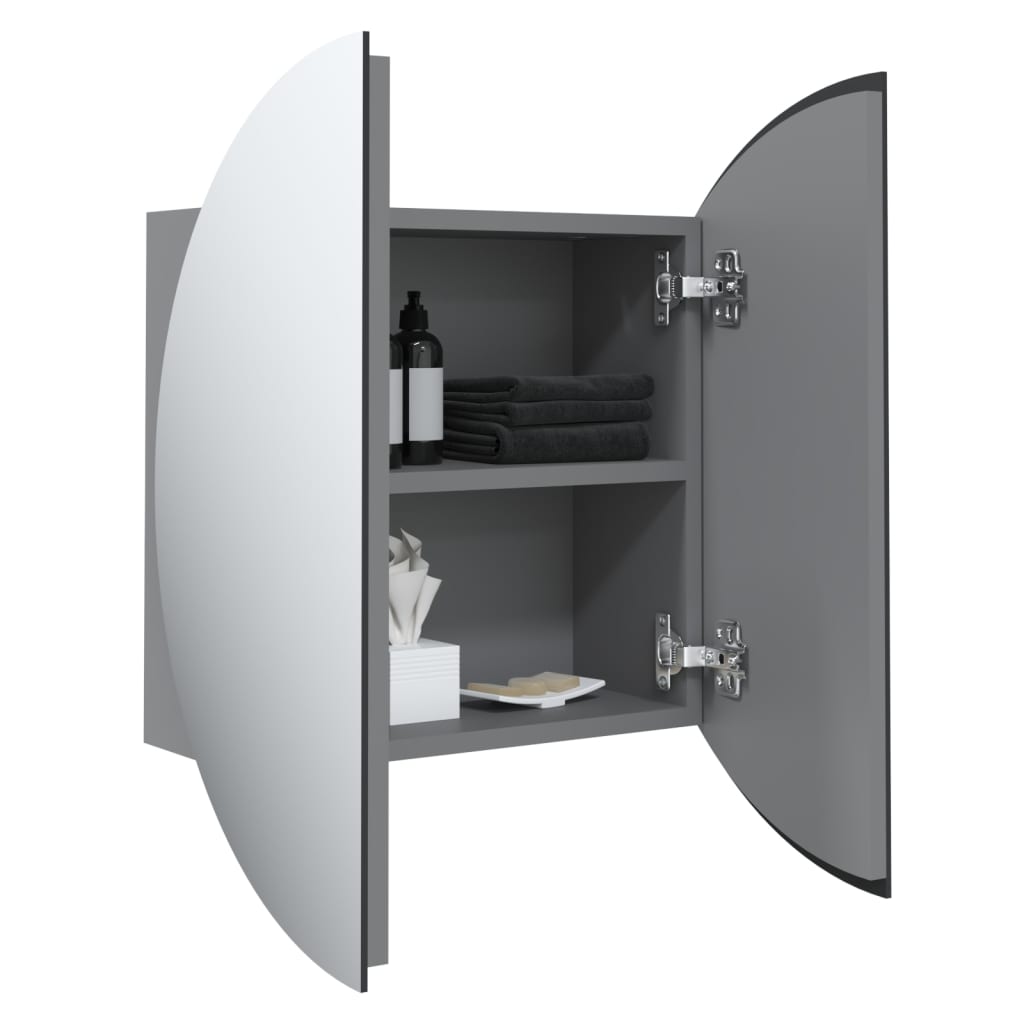 vidaXL Koupelnová skříňka s kulatým zrcadlem a LED šedá 40x40x17,5 cm
