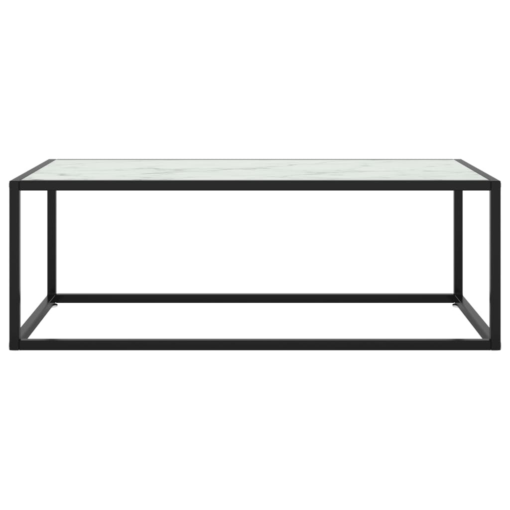 vidaXL Konferenční stolek černý s bílým mramorovým sklem 100x50x35 cm