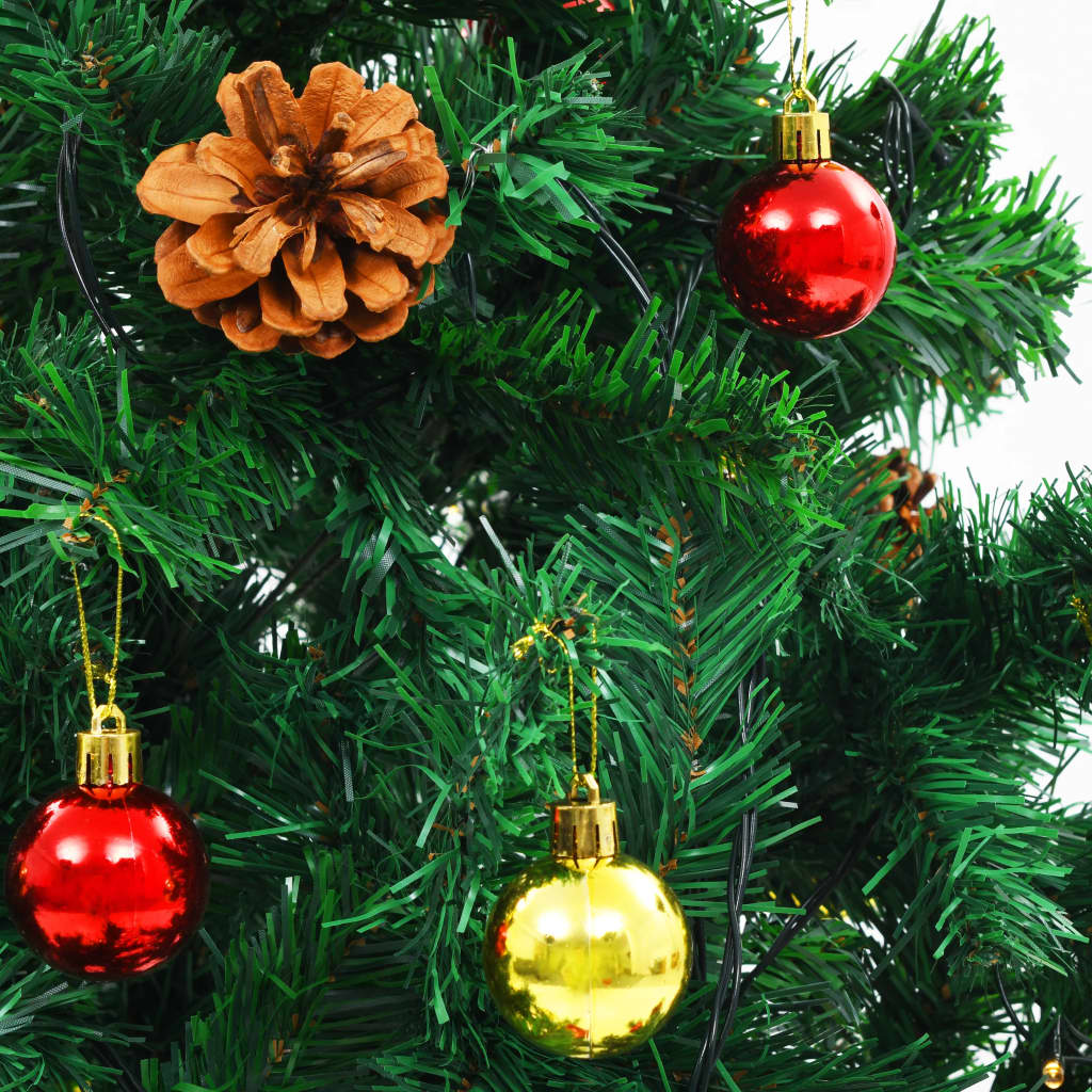 vidaXL Vánoční stromek s LED osvětlením a baňkami zelený 210 cm