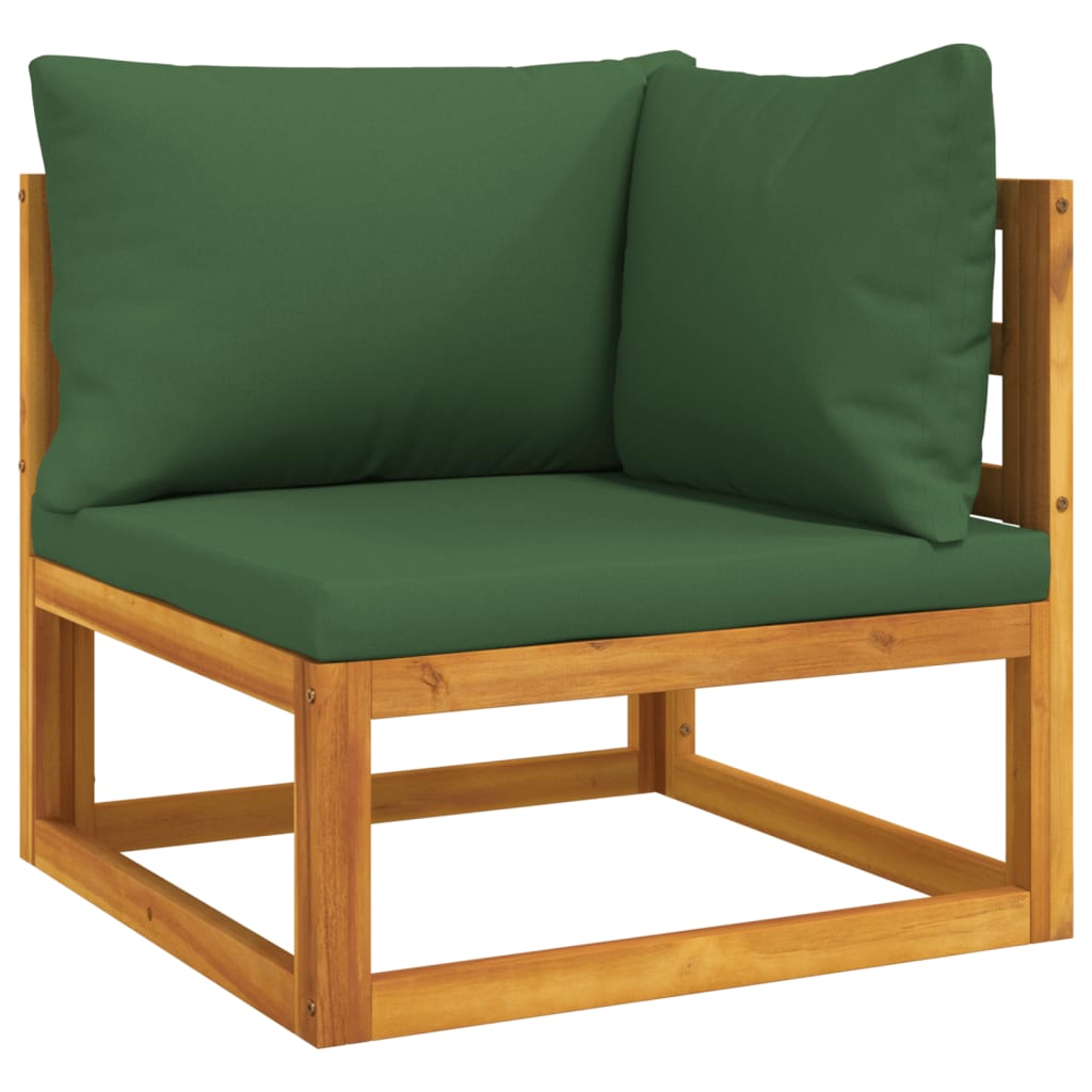 vidaXL 7dílná zahradní sedací souprava zelené podušky masivní dřevo