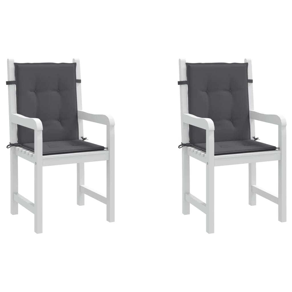 vidaXL Podušky na židli nízké opěradlo 2 ks antracitové