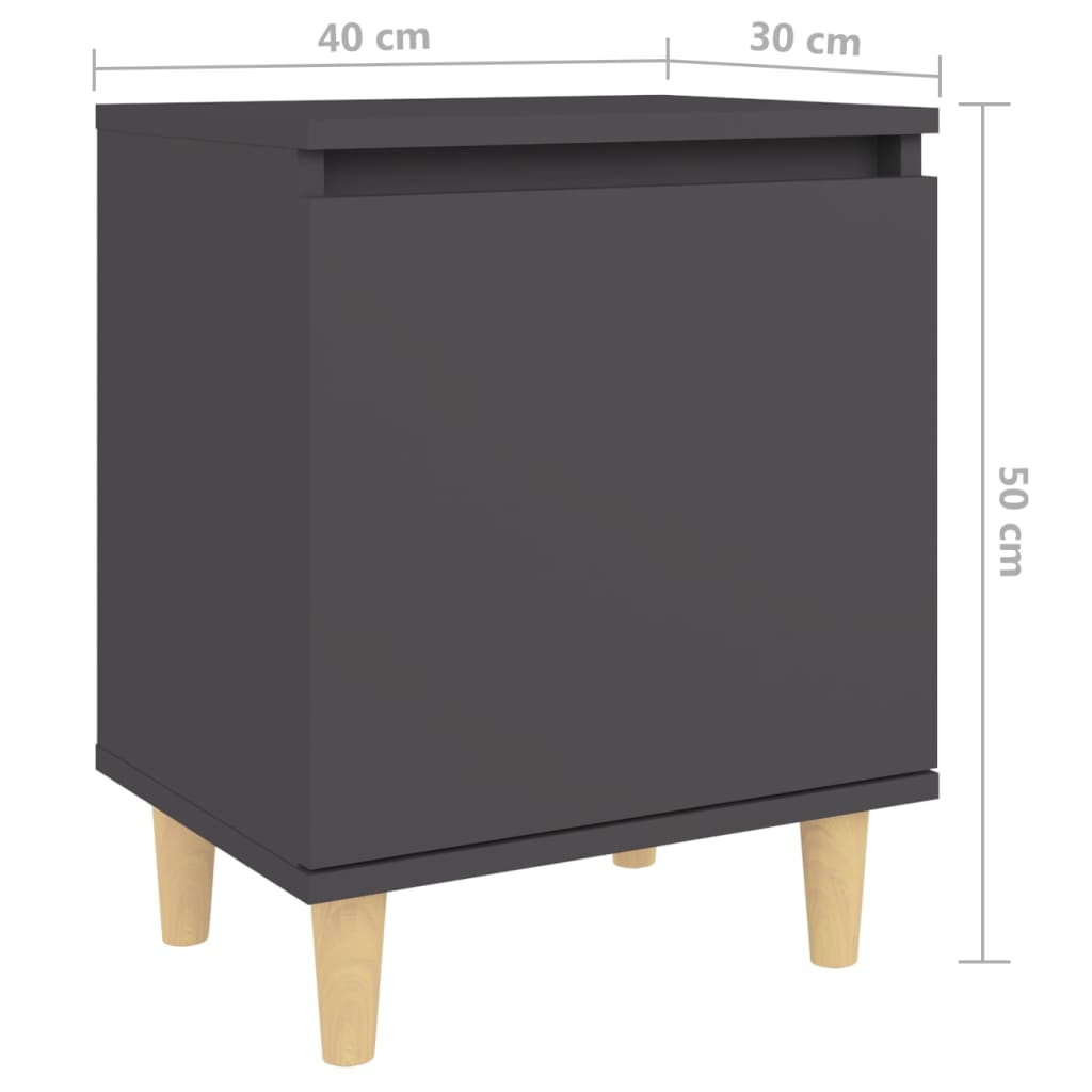 vidaXL Noční stolky s dřevěnými nohami 2 ks šedé 40 x 30 x 50 cm