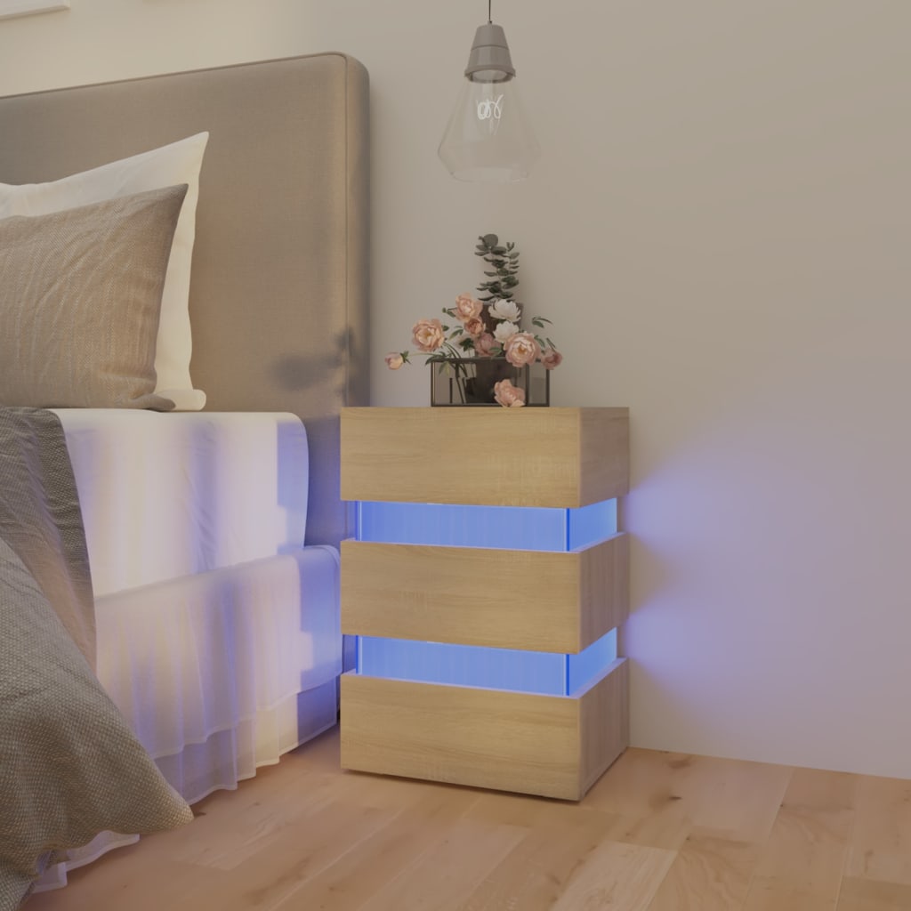 vidaXL Noční stolek s LED dub sonoma 45 x 35 x 67 cm kompozitní dřevo