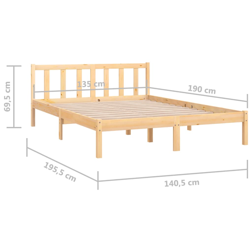 vidaXL Rám postele masivní borovice 135 x 190 cm dvojlůžko
