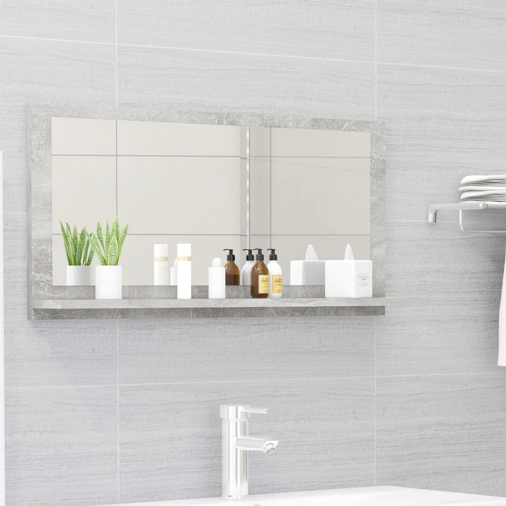vidaXL Koupelnové zrcadlo betonově šedé 80 x 10,5 x 37 cm dřevotříska