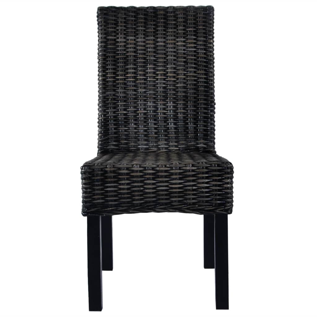 vidaXL Jídelní židle 4 ks černé ratan kubu a mangovníkové dřevo