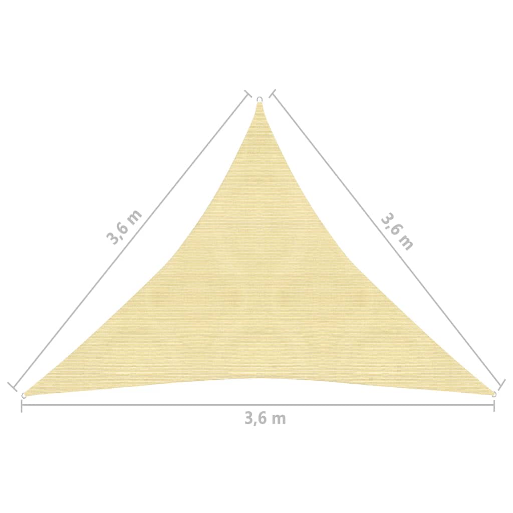 vidaXL Plachta proti slunci z HDPE trojúhelníková 3,6x3,6x3,6 m béžová
