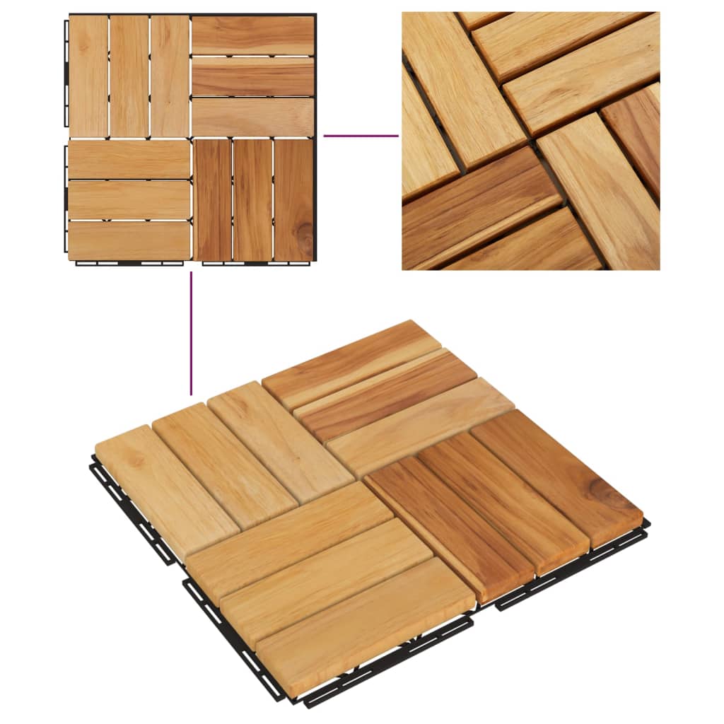 vidaXL Terasové dlaždice 10 ks 30x30 cm masivní teakové dřevo