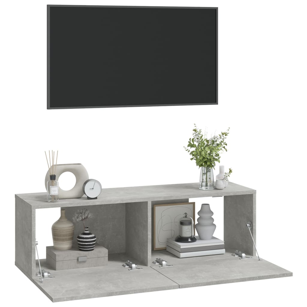 vidaXL Nástěnné TV skříňky 2 ks betonově šedé 100x30x30 cm kompozit
