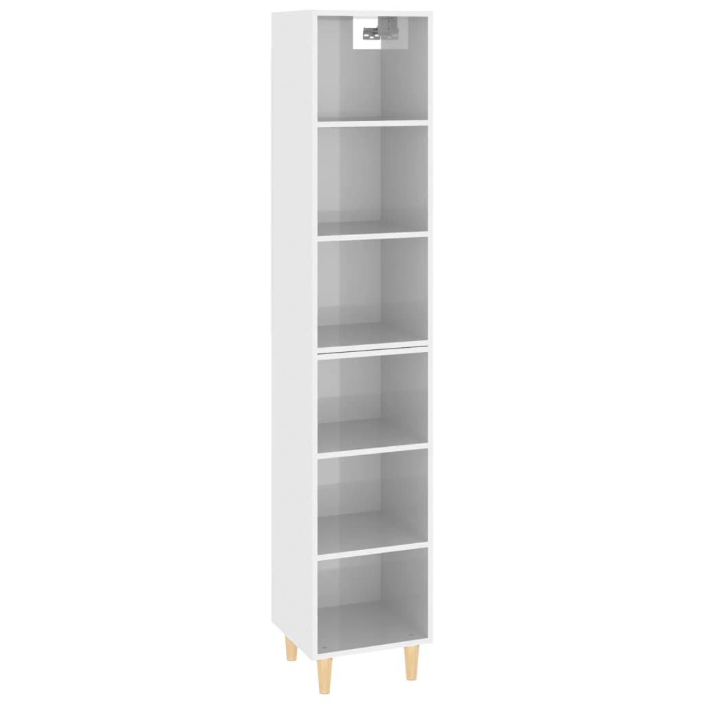 vidaXL Skříň highboard bílá s vysokým leskem 34,5x32,5x180 cm kompozit