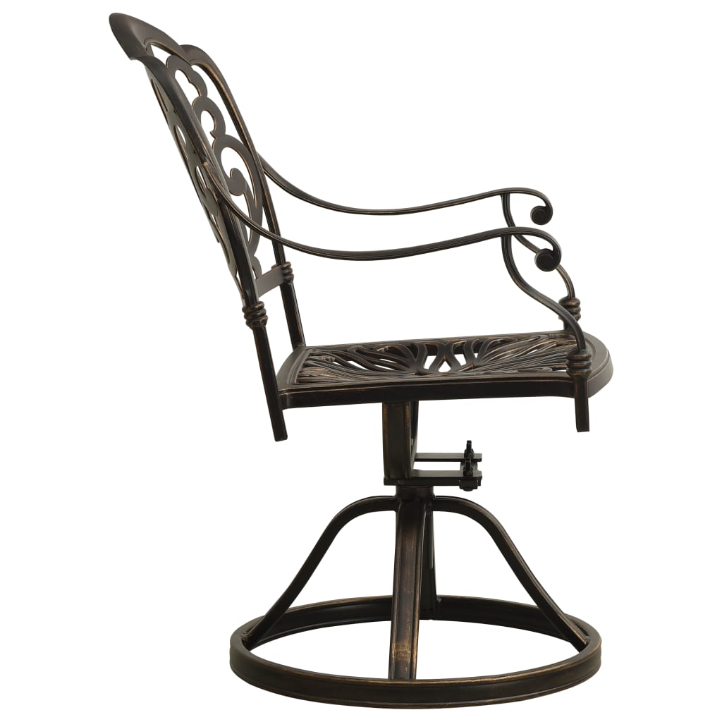 vidaXL Zahradní otočné židle 2 ks litý hliník bronzové