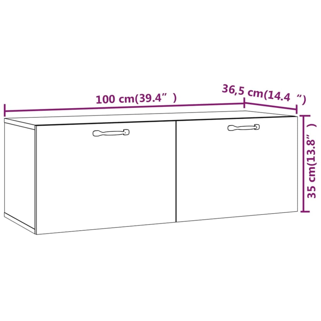 vidaXL Nástěnná skříňka lesklá bílá 100x36,5x35 cm kompozitní dřevo