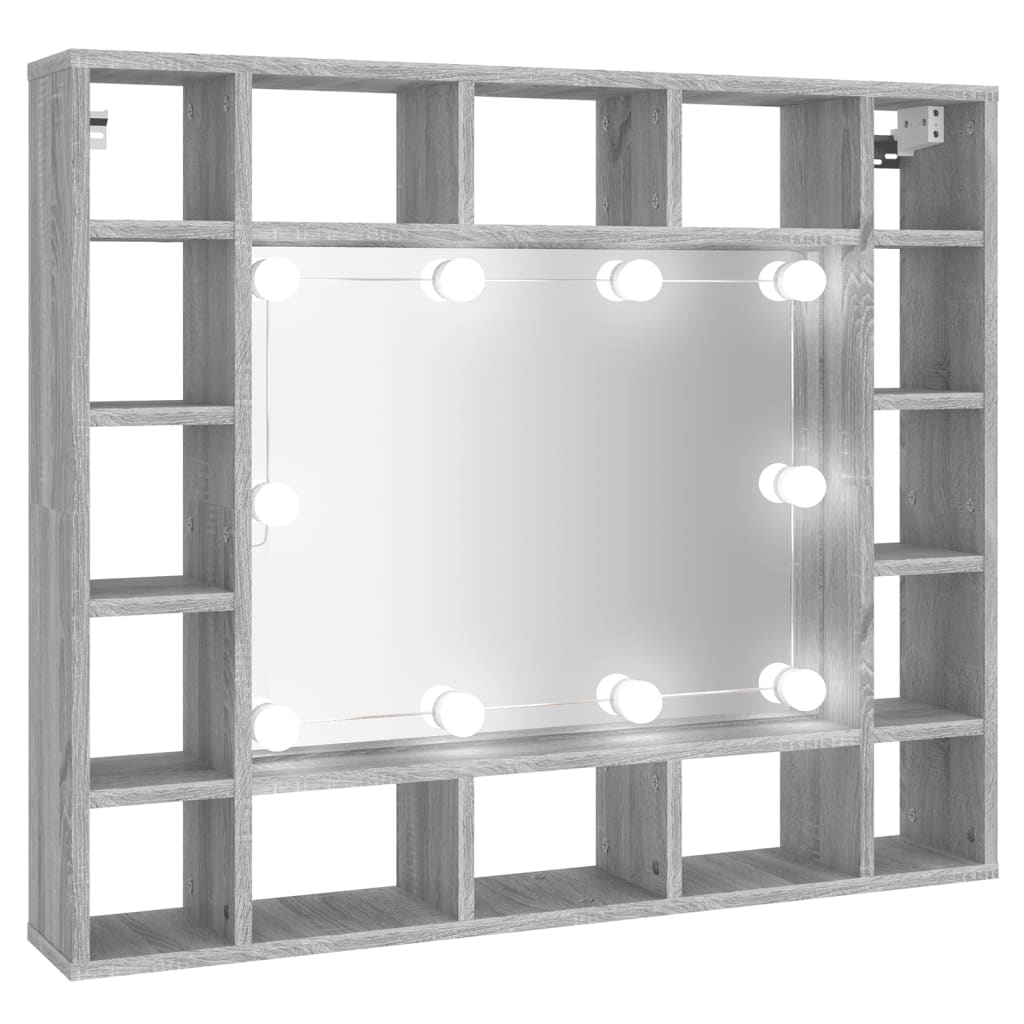 vidaXL Zrcadlová skříňka s LED šedá sonoma 91 x 15 x 76,5 cm