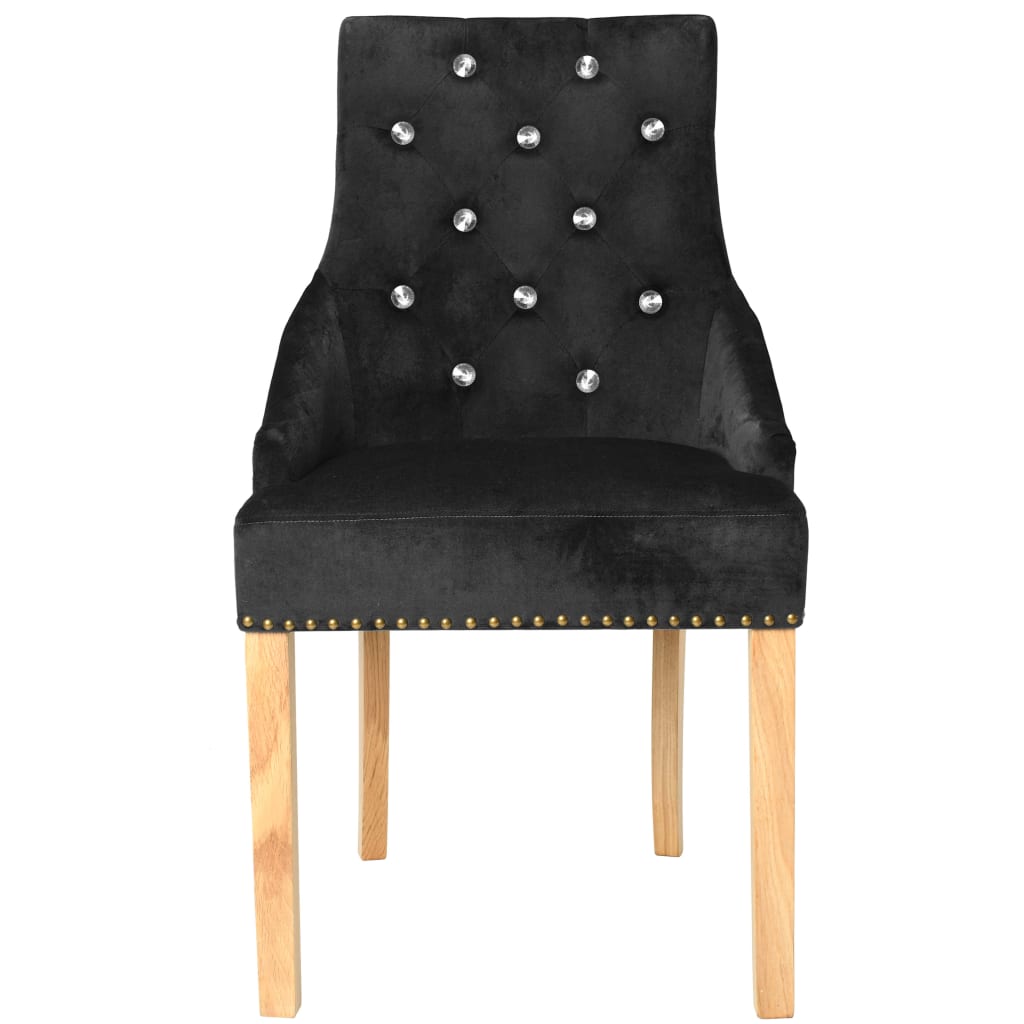 vidaXL Jídelní židle 2 ks černé masivní dubové dřevo a samet