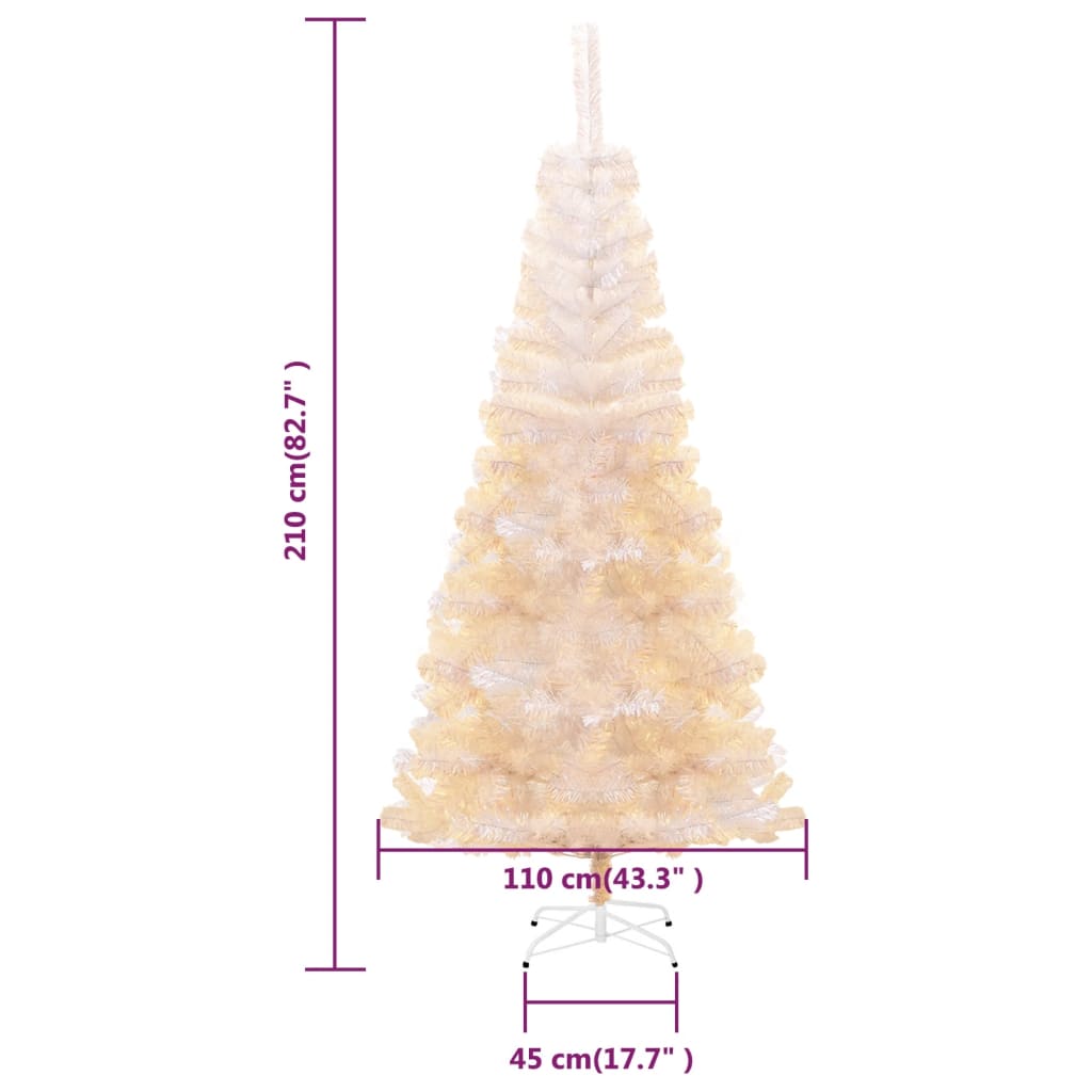 vidaXL Umělý vánoční stromek s duhovým jehličím bílý 210 cm PVC