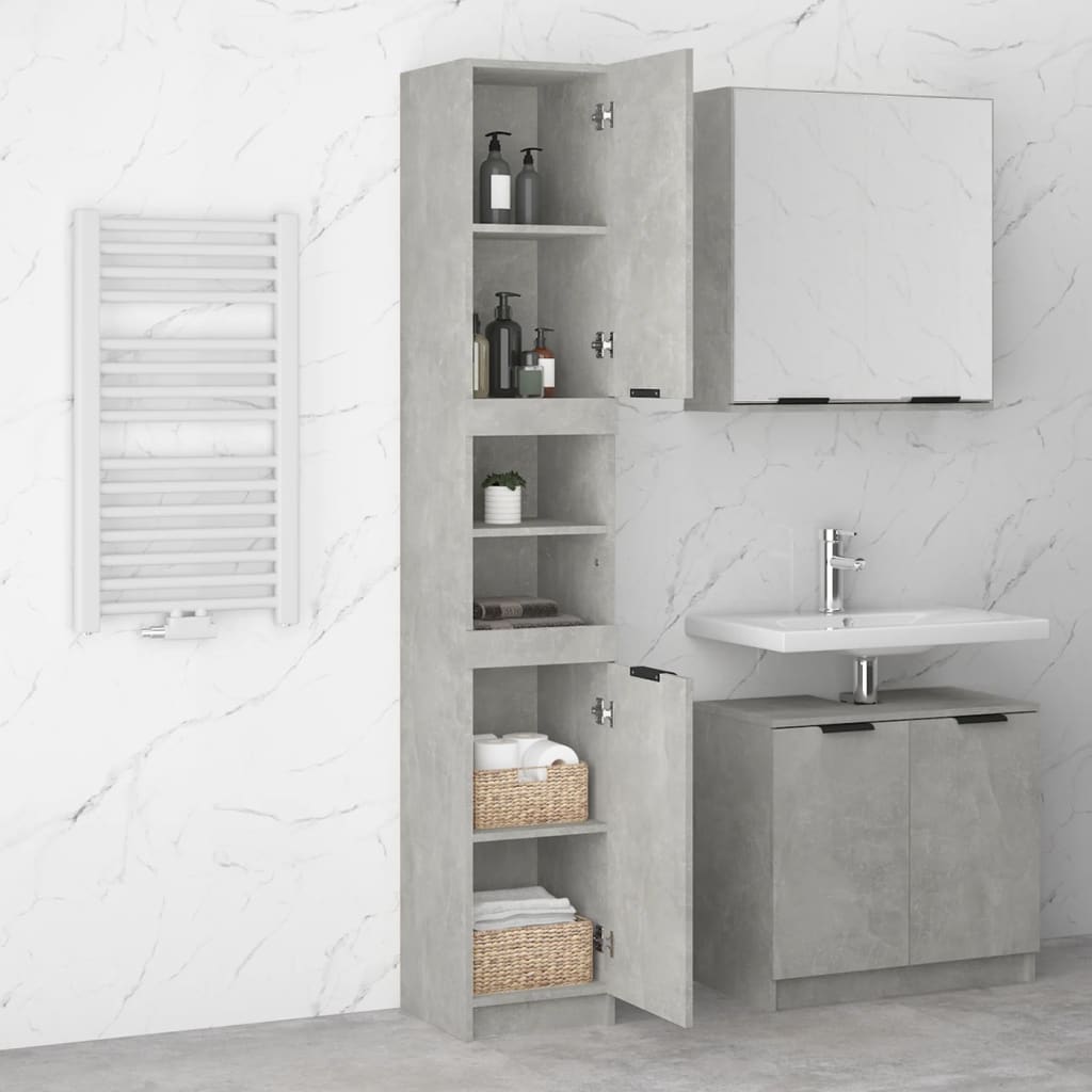 vidaXL Koupelnová skříňka betonově šedá 32x34x188,5cm kompozitní dřevo