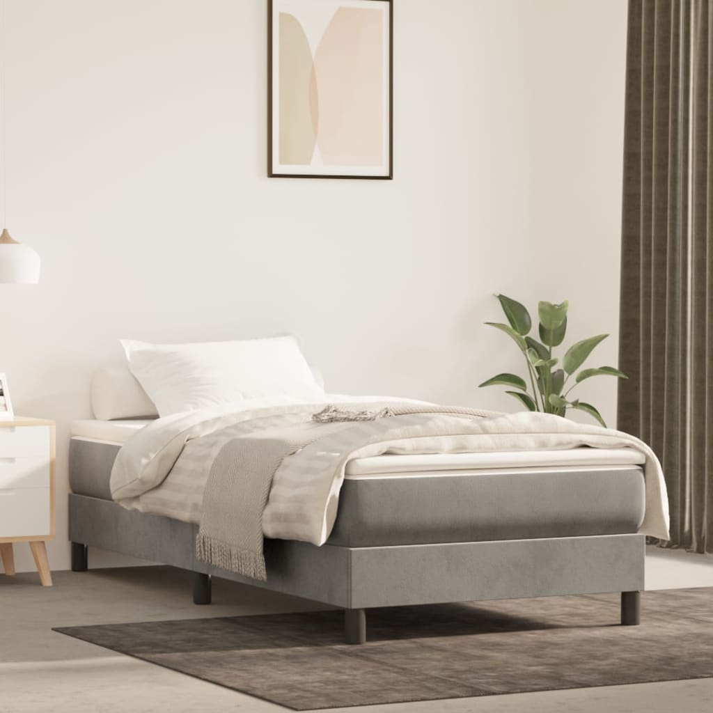 vidaXL Box spring postel s matrací světle šedá 80 x 200 cm samet