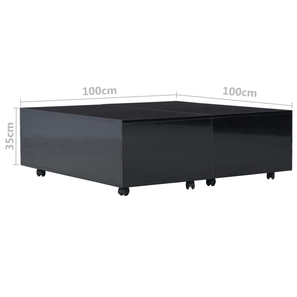 vidaXL Konferenční stolek černý s vysokým leskem 100 x 100 x 35 cm