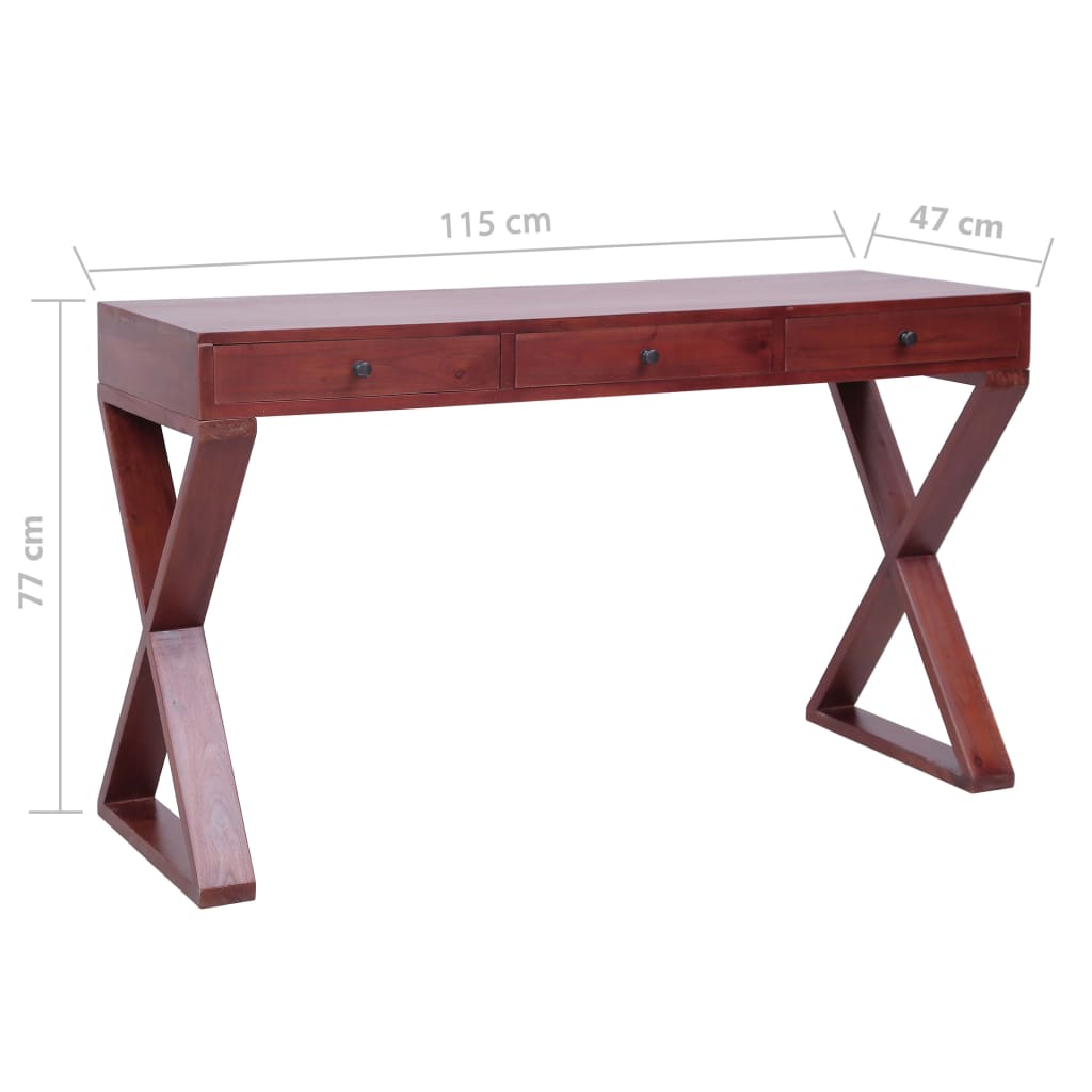 vidaXL Počítačový stůl hnědý 115x47x77 cm masivní mahagonové dřevo
