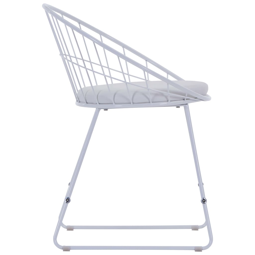 vidaXL Jídelní židle se sedáky z umělé kůže 2 ks bílé ocelové
