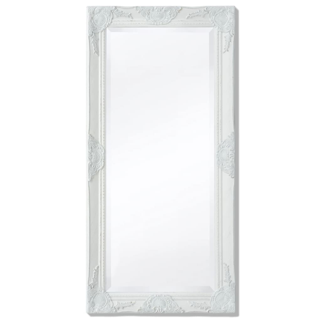 vidaXL Nástěnné zrcadlo barokní styl 100 x 50 cm bílé