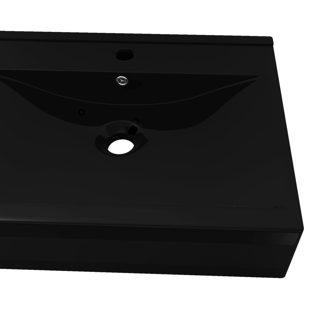 Keramické umyvadlo obdélníkové černé s otvorem na baterii 60 x 46 cm