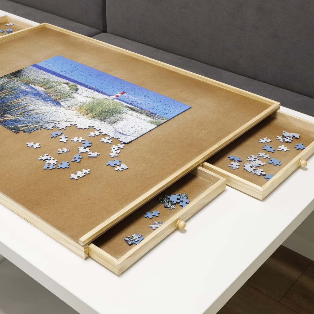 HI Podložka na puzzle se 4 zásuvkami 76 x 57 x 4,5 cm dřevo