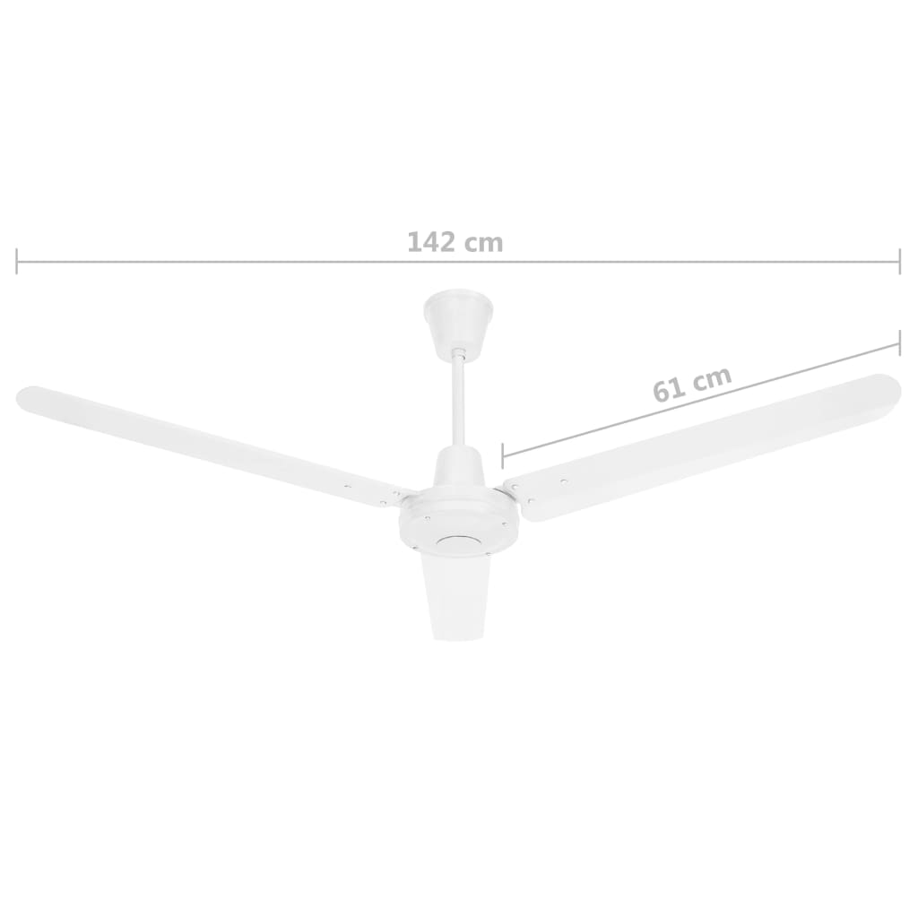 vidaXL Stropní ventilátor 142 cm bílý