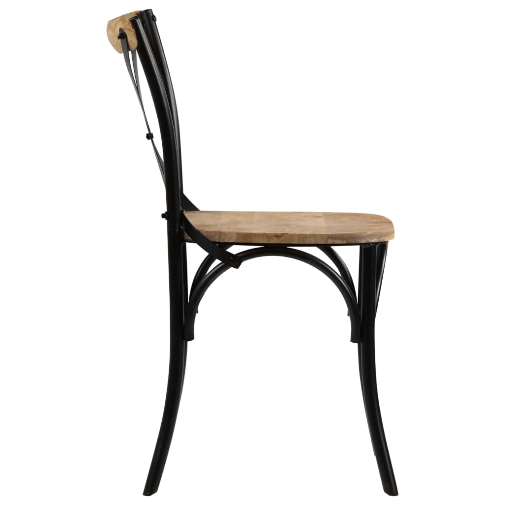 vidaXL Židle s křížem 4 ks černé masivní mangovníkové dřevo
