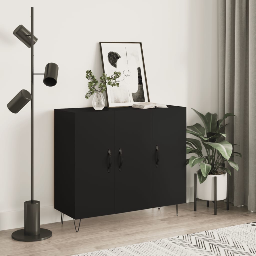 vidaXL Příborník černý 90 x 34 x 80 cm kompozitní dřevo