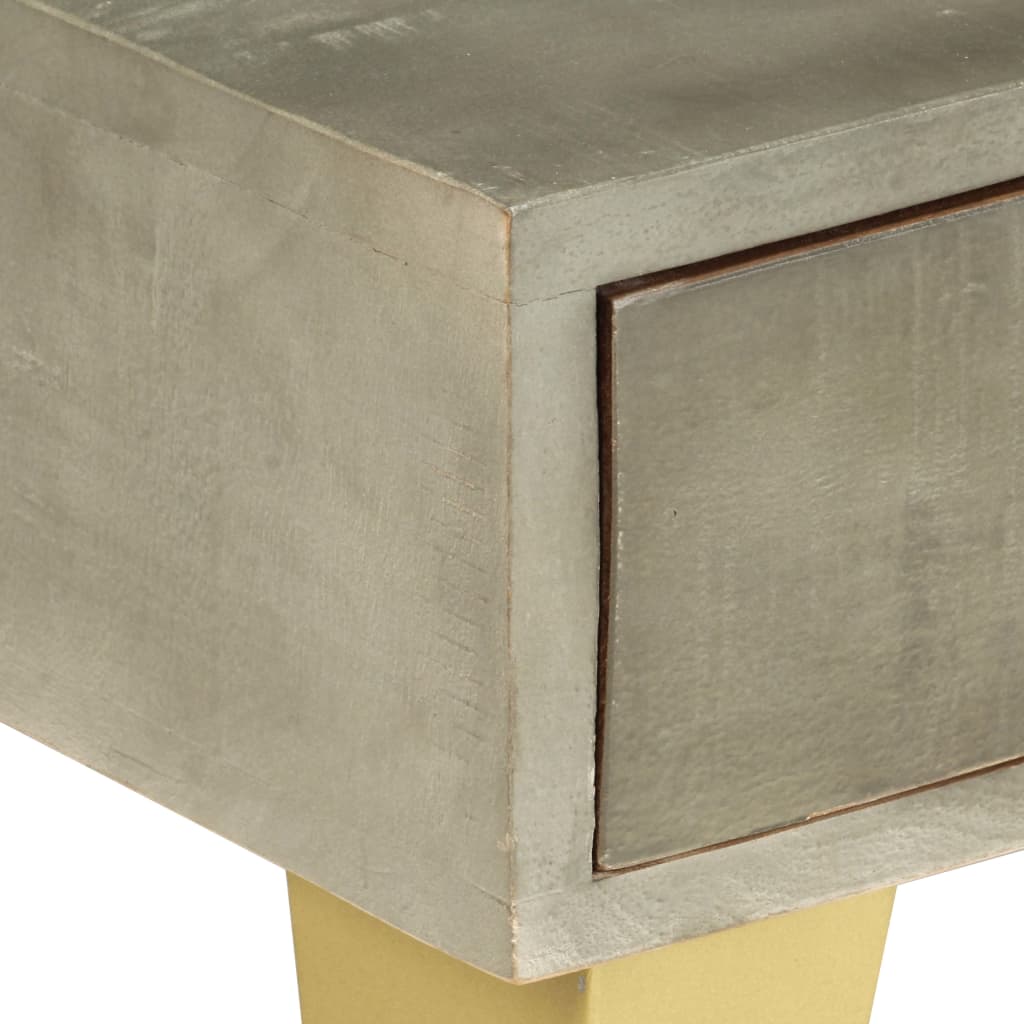 vidaXL Konferenční stolek masivní mangovník šedý s mosazí 110x60x35 cm
