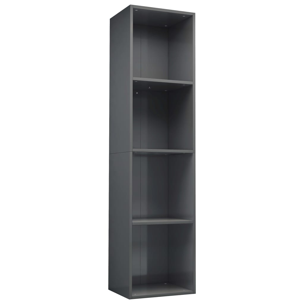 vidaXL Knihovna/TV skříň šedá vysoký lesk 36 x 30 x 143 cm dřevotříska
