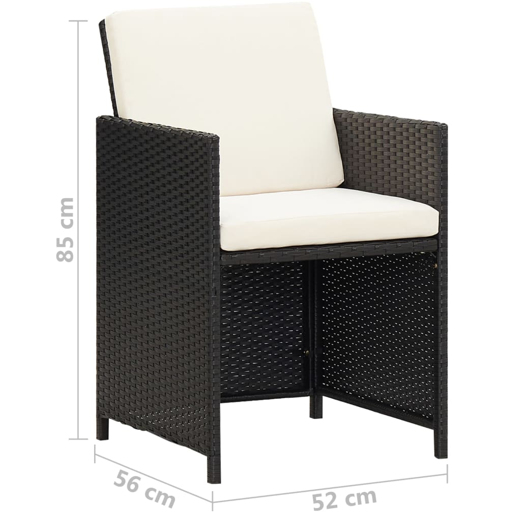 vidaXL Zahradní židle 2 ks s poduškami a polštáři polyratan černé