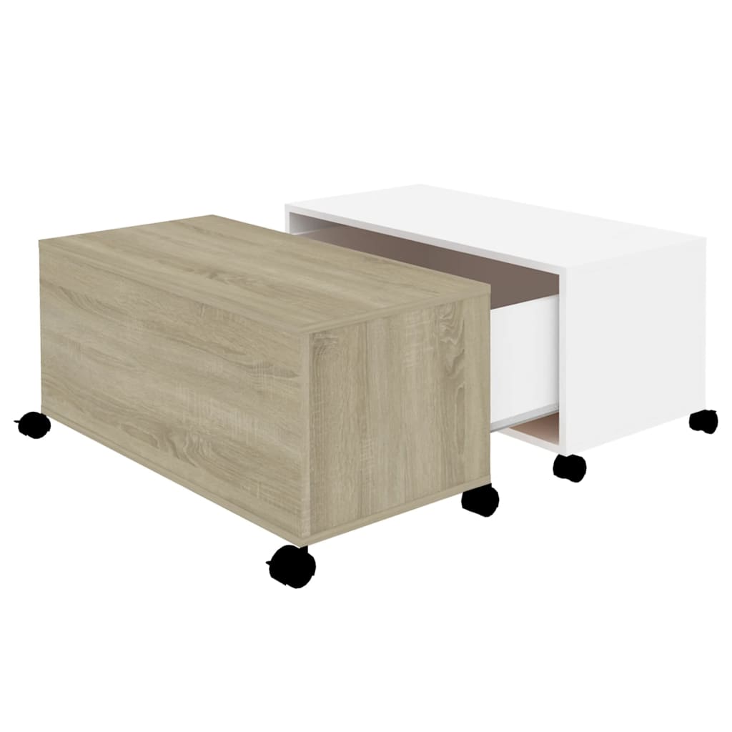 vidaXL Konferenční stolek bílý a dub sonoma 75x75x38 cm dřevotříska