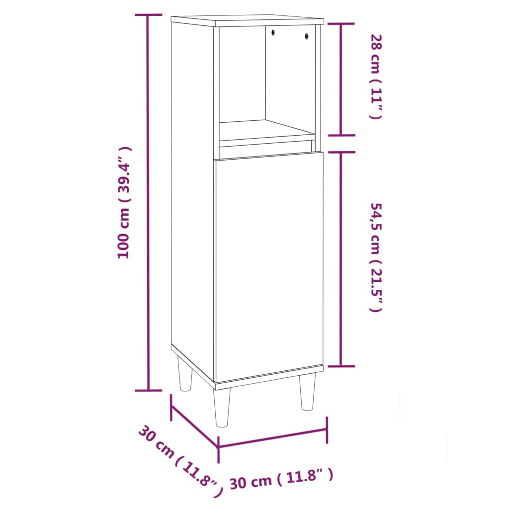 vidaXL Koupelnová skříňka šedá sonoma 30x30x100 cm kompozitní dřevo