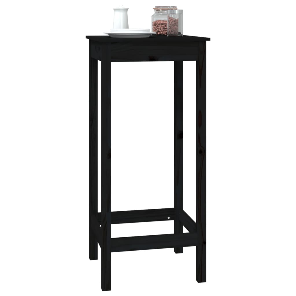 vidaXL Barový stolek černý 50 x 50 x 110 cm masivní borové dřevo