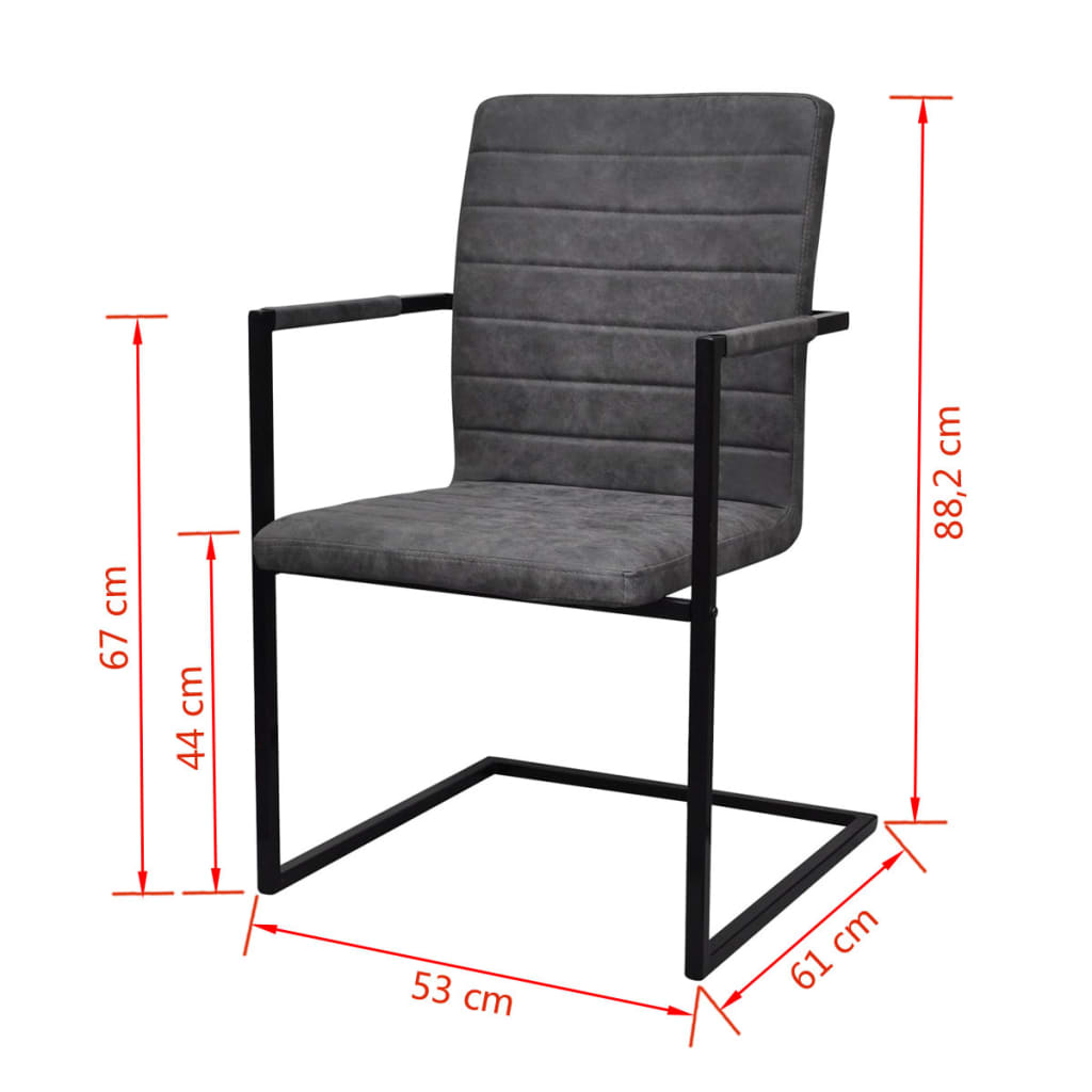 vidaXL Konzolové jídelní židle 2 ks šedé umělá kůže