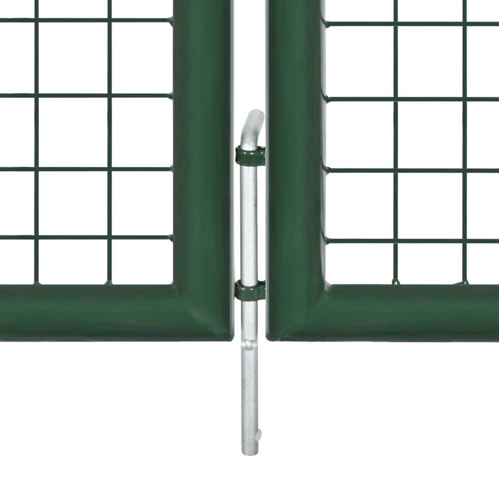 vidaXL Pletivová zahradní brána ocel 400 x 75 cm zelená