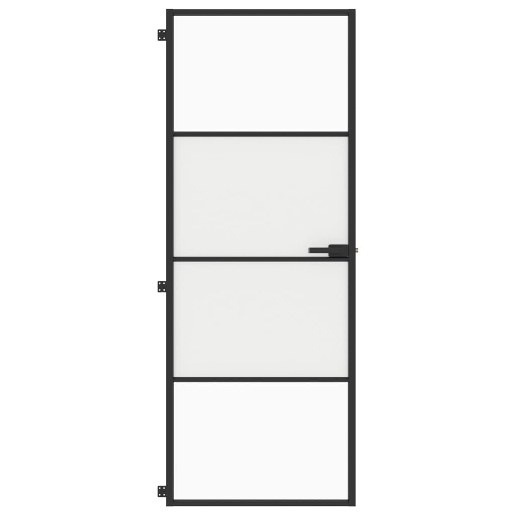 vidaXL Interiérové dveře úzké černé 76x201,5 cm tvrzené sklo a hliník