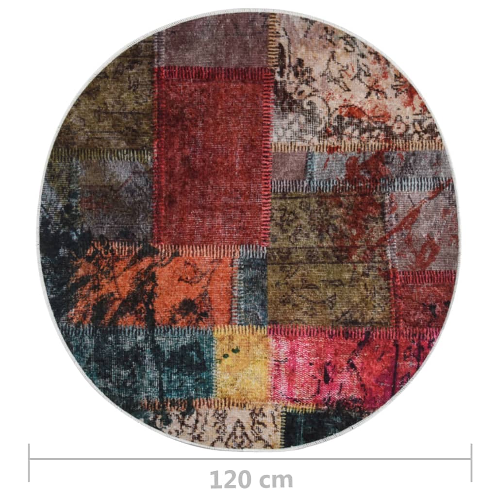 vidaXL Koberec pratelný patchwork ⌀ 120 cm vícebarevný protiskluzový