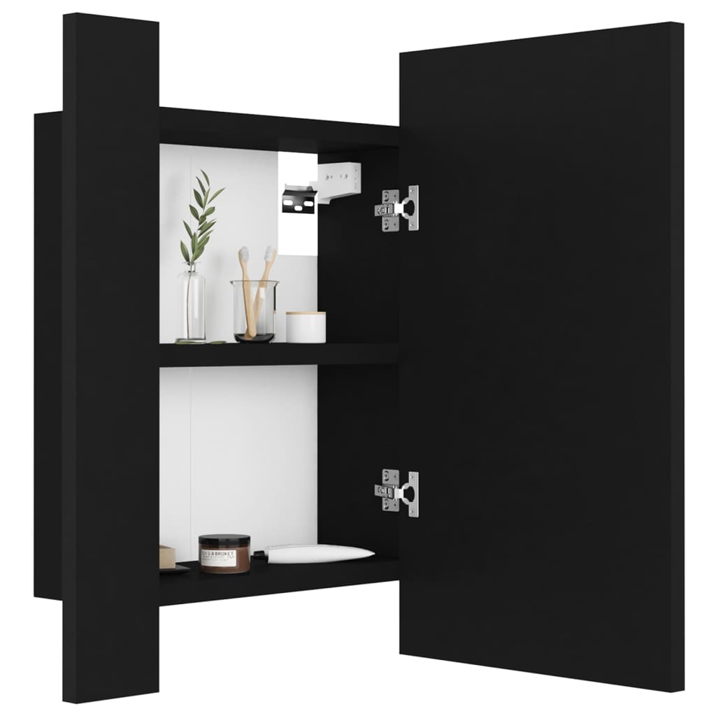 vidaXL LED koupelnová skříňka se zrcadlem černá 40 x 12 x 45 cm akryl