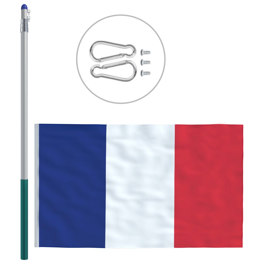 vidaXL Francouzská vlajka a stožár hliník 6 m