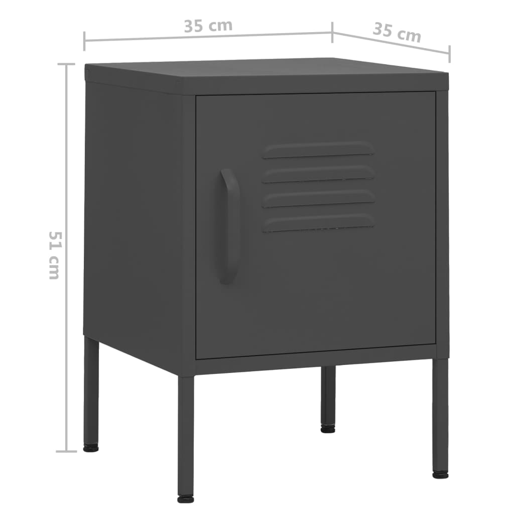 vidaXL Noční stolek antracitový 35 x 35 x 51 cm ocel