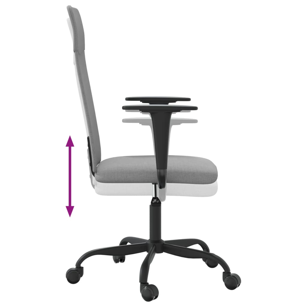 vidaXL Kancelářská židle výškově nastavitelná světle šedá textil