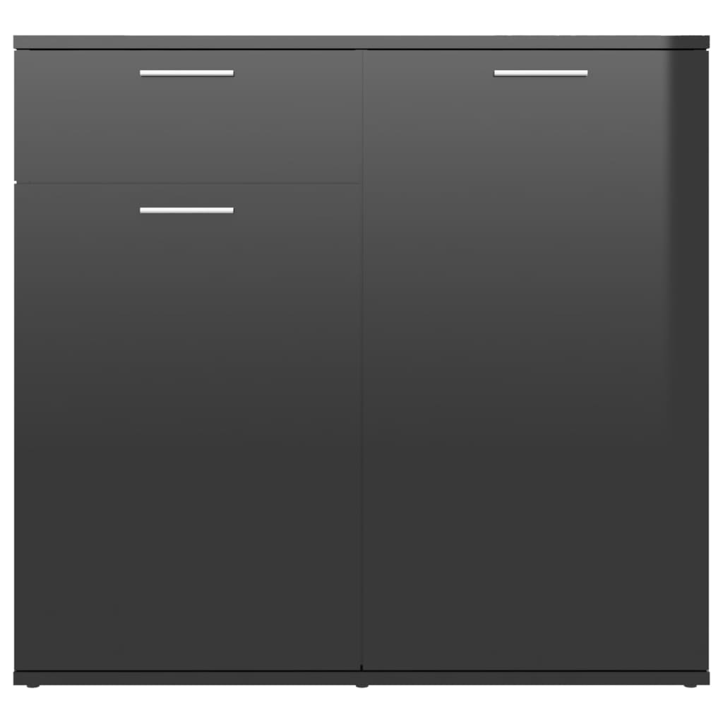 vidaXL Příborník černý s vysokým leskem 80 x 36 x 75 cm dřevotříska