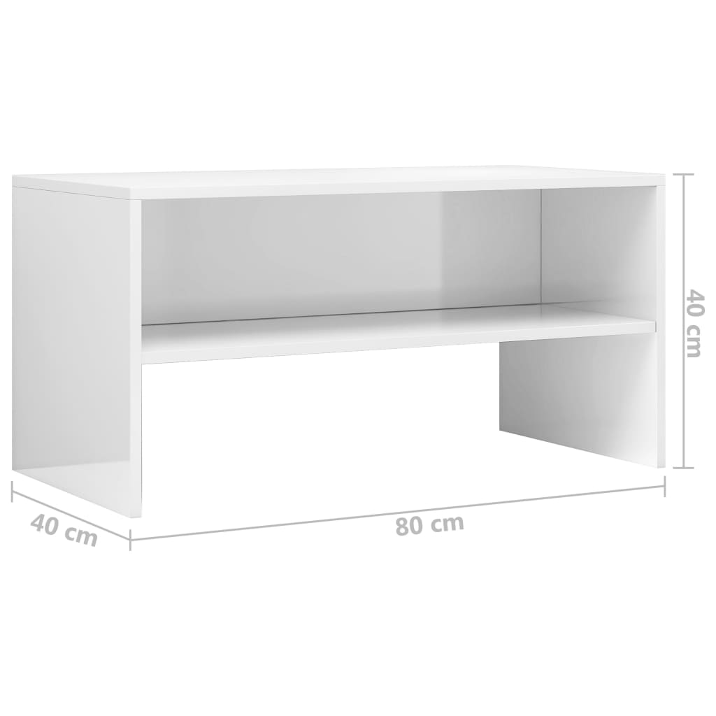 vidaXL TV stolek bílý s vysokým leskem 80 x 40 x 40 cm dřevotříska