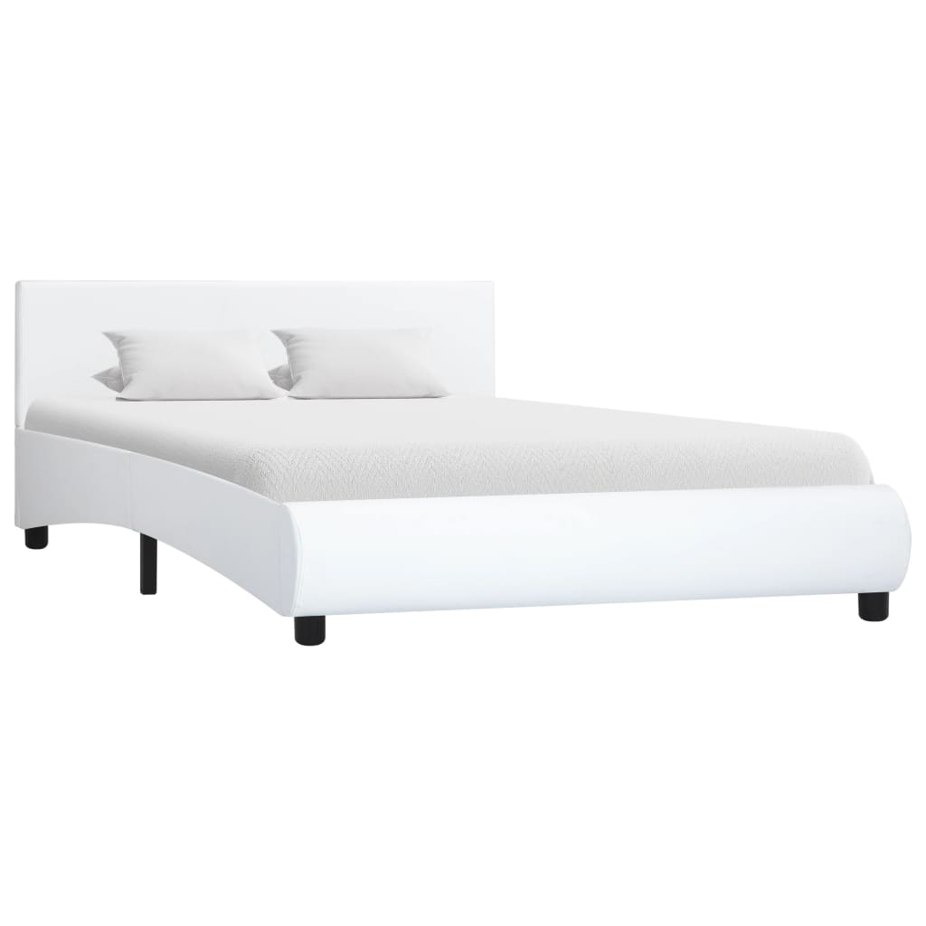 vidaXL Rám postele bílý umělá kůže 120 x 200 cm